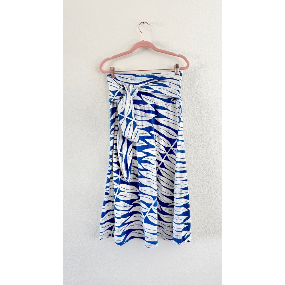 Patagonia Convertible Skirt Dress Womens XS Blue White Leaf Print Kamala Midi